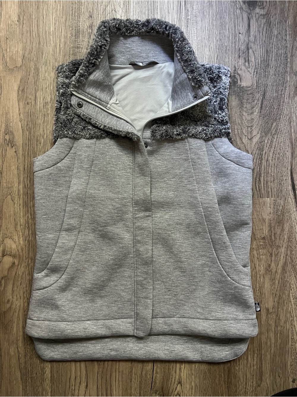 The North Face Gray Sherpa-Trim Vest